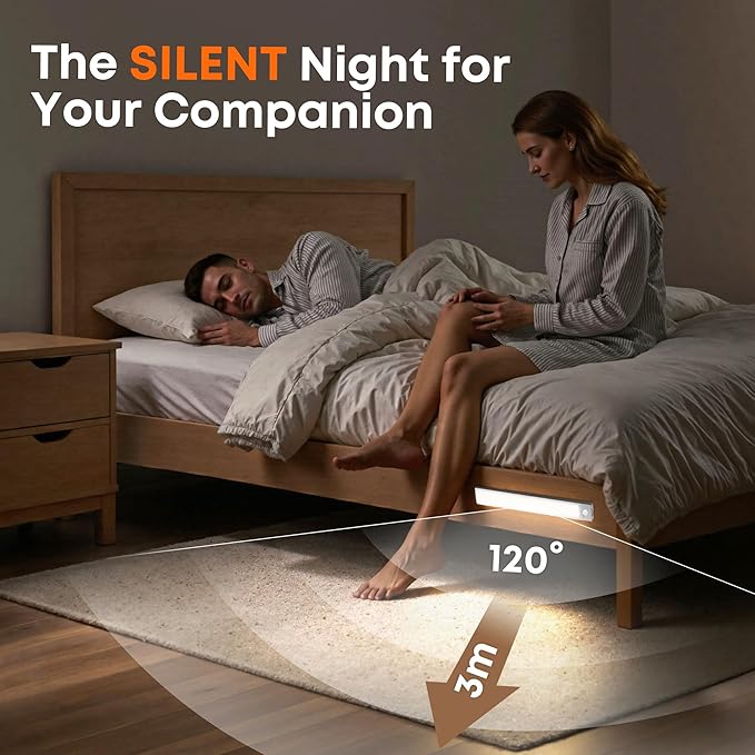 LROLTEF Under Cabinet Lights Wireless, 2 Pack 11.8 inch 1500mAh 3000K 4000K 6500K 3 Color Temps Dimmable Motion Sensor Light Indoor, Rechargeable LED Under Counter Lights for Kitchen, Stairs, Closet