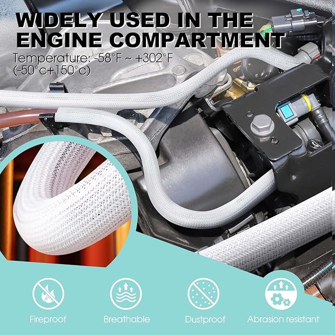 AGPTEK Cable Sleeve, 20ft - 1 inch Cable Management Desk Cord Cover Organizer Wire Hider for Home Office Computer TV Wire Loom Tubing Pet Proof Cord Protector from Cat Dog Chewing, White