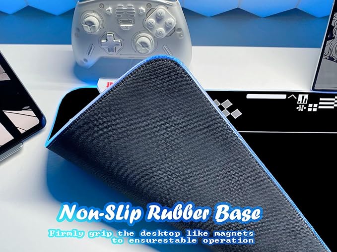 JMIYAV White Gaming Mouse Pad RGB Mousepad Non-Slip Rubber Base Extra Large Cool XL XXL Computer Desk Pad Gaming Accessories LED Light Up Extended Big Mouse Pad for Gamer Stealth HUD