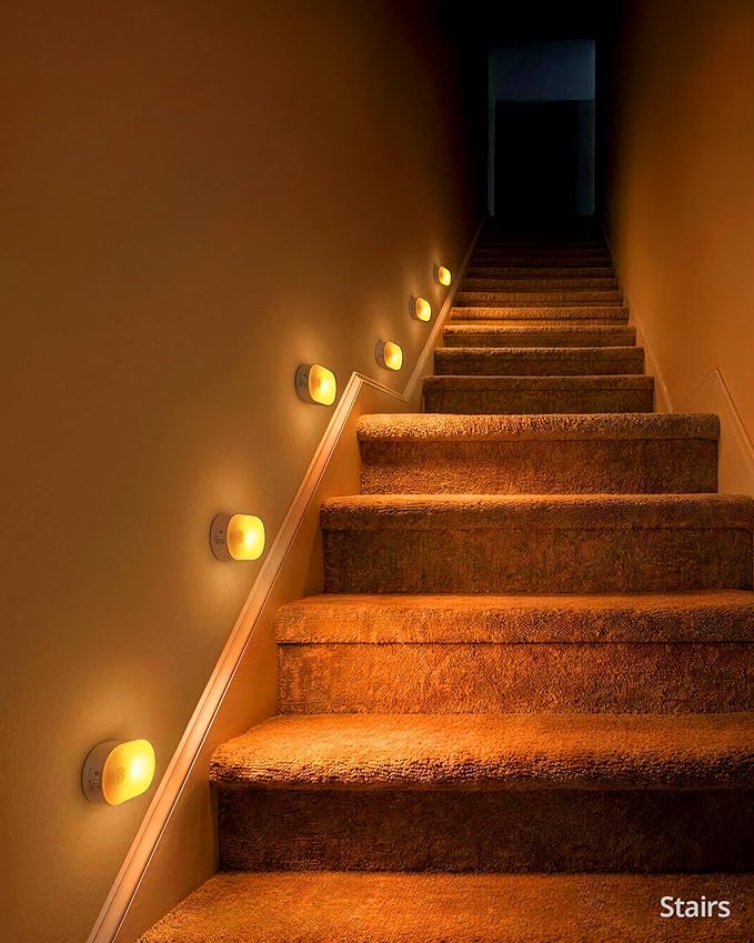 Lyridz Rechargeable Night Light with Motion Sensor, Dimmable Amber Nightlights for Bathroom, Bedroom, Kids Room, Hallway, Stairs, Pet House, 2 Pack