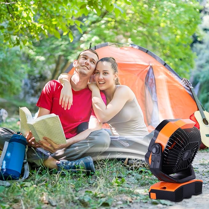 WESTTREE 20000mAh Camping Fan Oscillating Portable Fan Battery Powered Fans Rechargeable Camping essentials with Light Hook, 270° Pivot USB Desk Battery Operated Outdoor Tent Travel