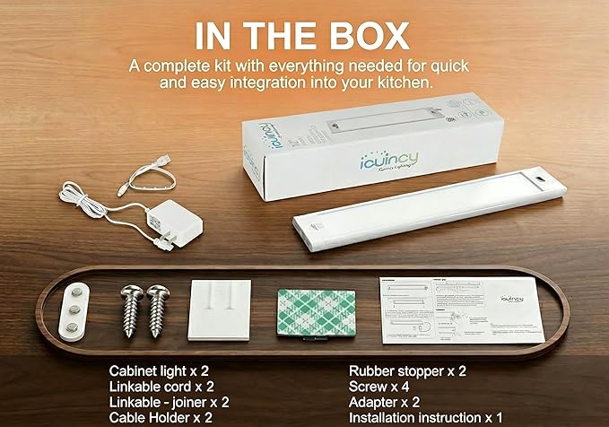 24 Inch Under Cabinet Lights Plug in 2 Pack, Hand Wave Activated, Linkable Under Cabinet Lighting with 5 CCT - 2700K-6000K & Stepless Dimmable, Under Counter Light for Kitchen, 600 Lumens, 10W