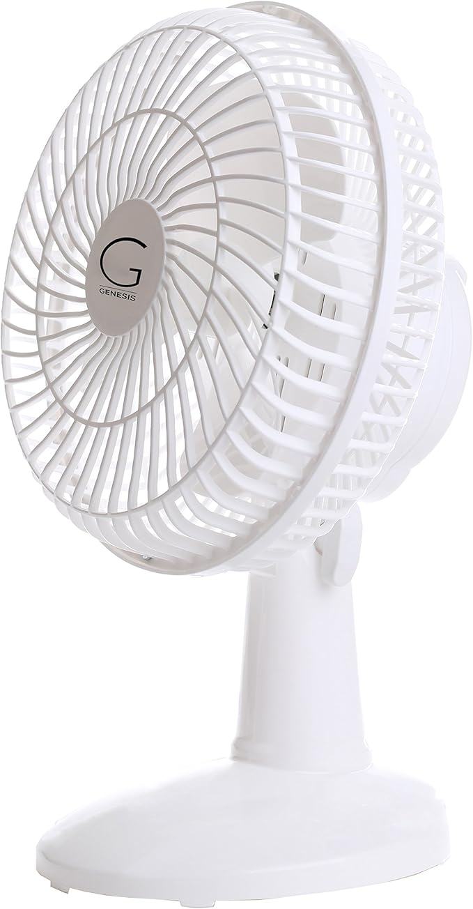 Genesis 6-Inch Clip Convertible Table-Top & Clip Fan Two Quiet Speeds - Ideal For The Home, Office, Dorm, More White (Pack of 2)