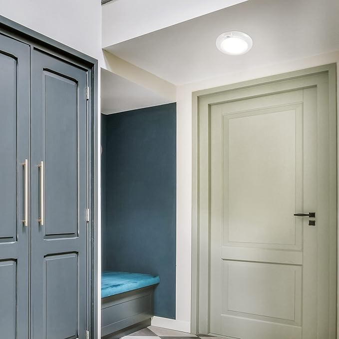 Maxxima 6 in. Round Motion Sensor LED Ceiling Mount Light Fixture - 600 Lumens, 3000K Warm White, Indoor Dome Light, Ideal for Closet, Hallway, or Kitchen Pantry Lighting