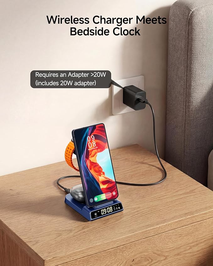 Wireless Charger for Samsung, 3 in 1 Wireless Charging Station for Samsung Galaxy S26 Ultra/S25 Ultra/S24/S23/Note 20/Z Flip 7/Fold 6, Charger for Samsung Galaxy Watch Ultra/8/7/6, Galaxy Buds 4/4 Pro