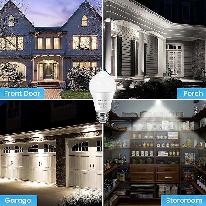 Motion Sensor Light Bulbs, 13W (100Watt Equivalent), Motion Activated Dusk to Dawn Security LED Bulb, 5000K Daylight, Energy-Efficient, for Indoor and Outdoor Lighting, Porch, Stairs, Hallway 4Pack