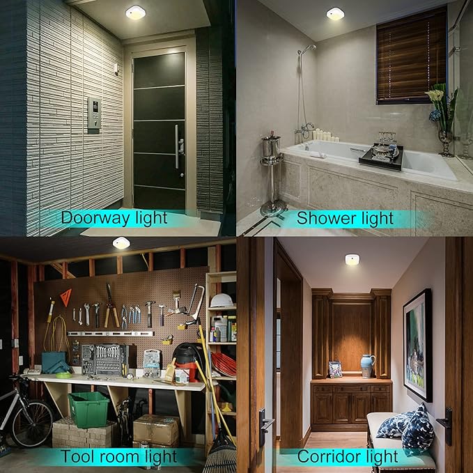 BIGMONAT Ceiling Light Battery Powered, Wireless Shower Light with Remote and Timer, Color Changing Night Light, LED Wall Light for Hallway Stair Closet Corridor Bedroom Pantry Laundry