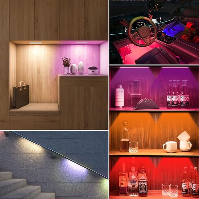 Diomart Under Cabinet Lights, Rechargeable Motion Sensor Light Indoor Night Lights, 58 LED Wireless Under Counter Lighting with Remote Control for Kitchen, Wardrobe, Hallway, Stairs (6 Pcs)