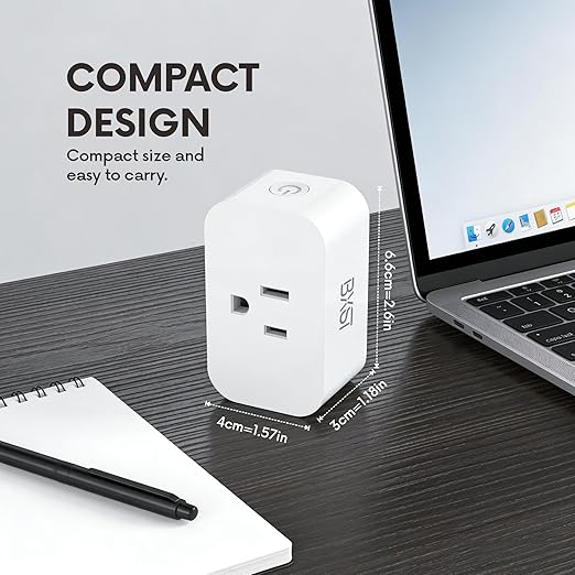 BXST Smart Plug, WiFi Smart Plugs Work with Alexa and Google Home, 15A/1800W Max, Smart Outlet Timer with APP Remote Control, Voice Control, 2.4GHz Wi-Fi, No Hub Required, CE FCC Listed (1, White)