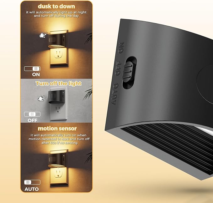 L LOHAS LED Night Light with Motion Sensor & Dusk to Dawn Sensor, Night Lights Plug into Wall with 30-100lm Adjustable Brightness, Motion Activated Night Light, 3000K Soft White, 2 Pack