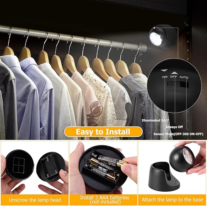 Motion Sensor Outdoor Lights - Outdoor Motion Sensor Light Battery Operated Wireless Spotlight Motion Detector Security Light Auto On Off for Porch Stair Hallway Garage Wall Shed (1 Pack)