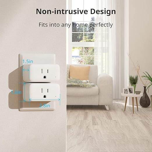 SwitchBot Smart Plug Mini, 15A Energy Monitoring, WiFi & Bluetooth Outlet, Compatible with Alexa, Google Assistant, Home Assistant, App Control, Timer Function, No Hub Required, Compact Design