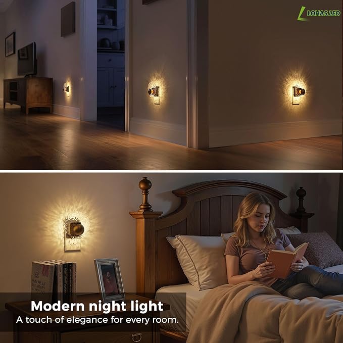 L LOHAS LED Shell Night Light, Night Lights Plug into Wall, Dimmable Nightlights Plug in with Light Sensor, 0-100LM, 3000K Soft White, LED Nightlights for Hallway Bedroom Stairway,1 Pack