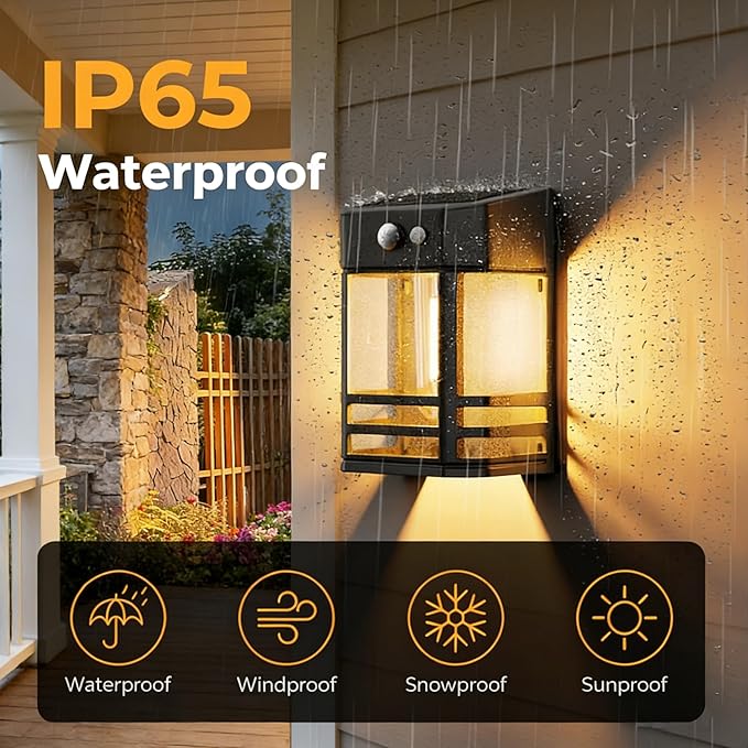btfarm Solar Fence Lights, 4 Pack Motion Sensor Lights Outdoor, 3 Lighting Modes Dusk to Dawn Solar Deck Lights, IP65 Waterproof for Fence Post Wall Stairs Patio Backyard