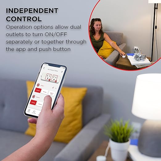UltraPro Smart Plug WiFi Outlet with Tether, Dual Smart Outlet, Smart Home, Smart Switch, Works with Alexa, Google Home, No Hub Needed, ON/Off Switch, Easy to Use App, Remote Control Outlet, 60343
