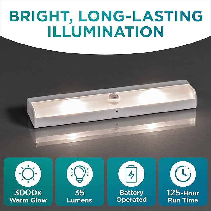 Brilliant Evolution Wireless LED Stair Lights 6 Pack - LED Motion Sensor Light - Closet Battery-Operated Lights - Stick-On Motion-Activated Indoor Step Light - Motion Night Lighting
