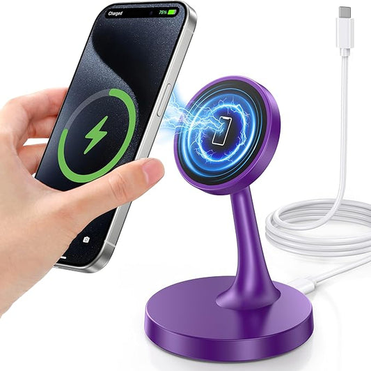 TXXTOL Magnetic Wireless Charger iPhone Stand, 15W Fast Mag-Safe Charger iPhone 17/17 Air/17 Pro/17 Pro Max 16/15/14/13/12 Series Magnet Wireless Charging Station/Pad/AirPods for Home, Office, Travel