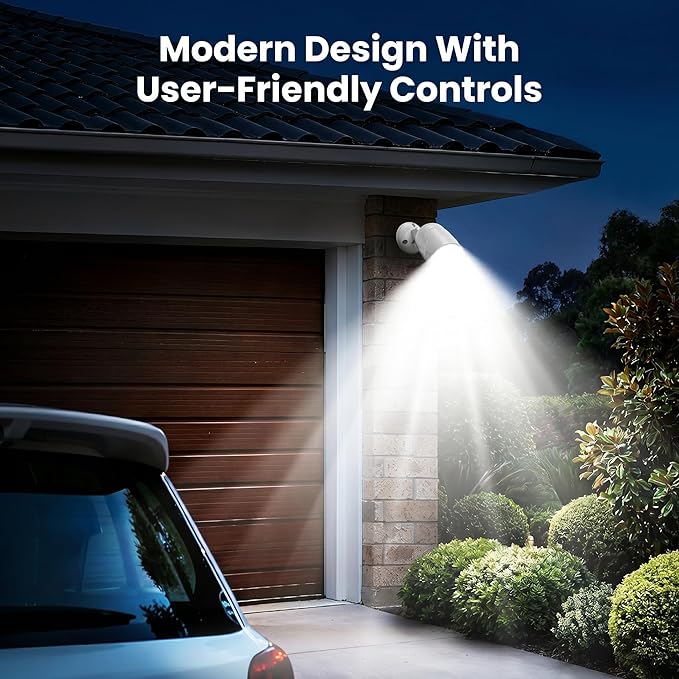 Battery Operated Motion Sensor Light Outdoor, 4000mAh Rechargeable 600 Lumen Battery Powered Spotlight Outdoor Waterproof for Porch, Garage, House (White)