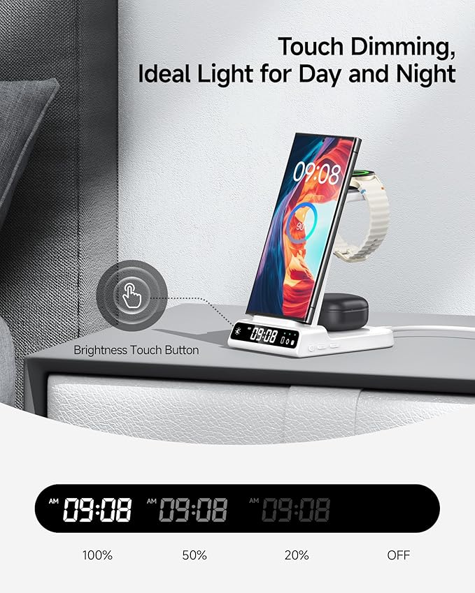 Wireless Charger for Samsung, 3 in 1 Wireless Charging Station for Samsung Galaxy S25 Ultra/S24 Ultra/S23/S22/Note 20/Z Flip 6/Fold 6, Charger for Samsung Galaxy Watch Ultra/8/7/6, Galaxy Buds 3/3 Pro