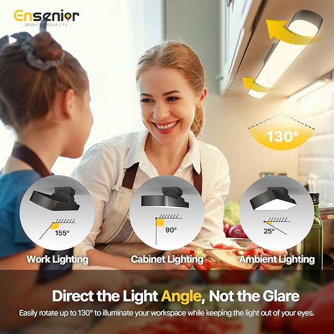 5W Under Cabinet Lights Wireless, 2500mAh Rechargeable Battery Operated Lights with Digital Display, 130° Rotatable Magnetic Light Bar, Remote Control Dimmable Stick On Light for Mirror School