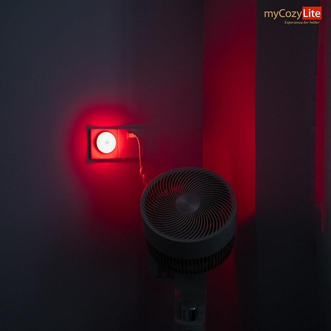 myCozyLite Red Motion Sensor Night Light, Red Light for Sleep, Night Lights Plug into Wall, Automatic ON Off, 2 Pack Motion Night Light for Bedroom, Bathroom, Kitchen, Hallways