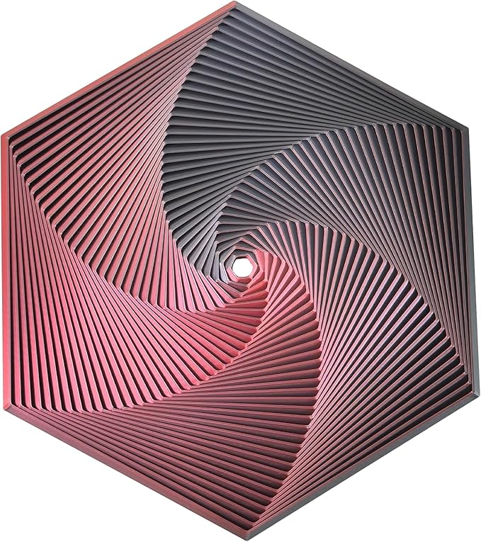 Fractal Fidget Hexagon - Suitable for Relieving Stress, Anxiety, and Tension | Autism, ADHD | Desk Adult Fidgeting Stress Relief Gift (red-Black 35 Rings)