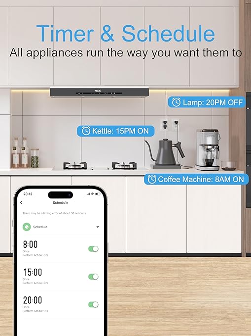 EIGHTREE Smart Plug 15A, WiFi Outlet that Compatible with Alexa & Google Home & SmartThings, No Hub Required, Smart Outlet with Remote Control, Timer & Schedule, 2.4GHz WiFi Only, 1 Pack