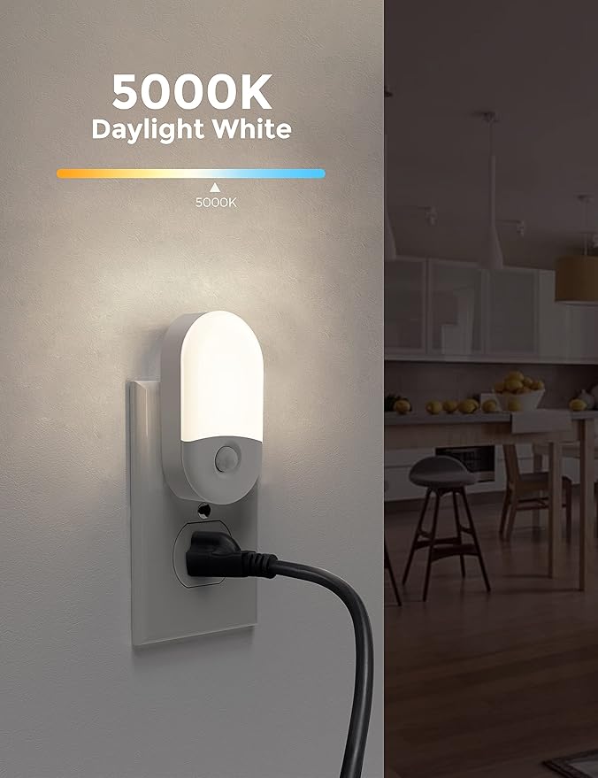 L LOHAS LED Motion Sensor Night Light, [2 Pack] Motion Activated Night Light, Daylight White, Adjustable Brightness, Motion Sensor Light Indoor Plug in for Nursery, Kids, Bedroom, Bathroom Nightlight