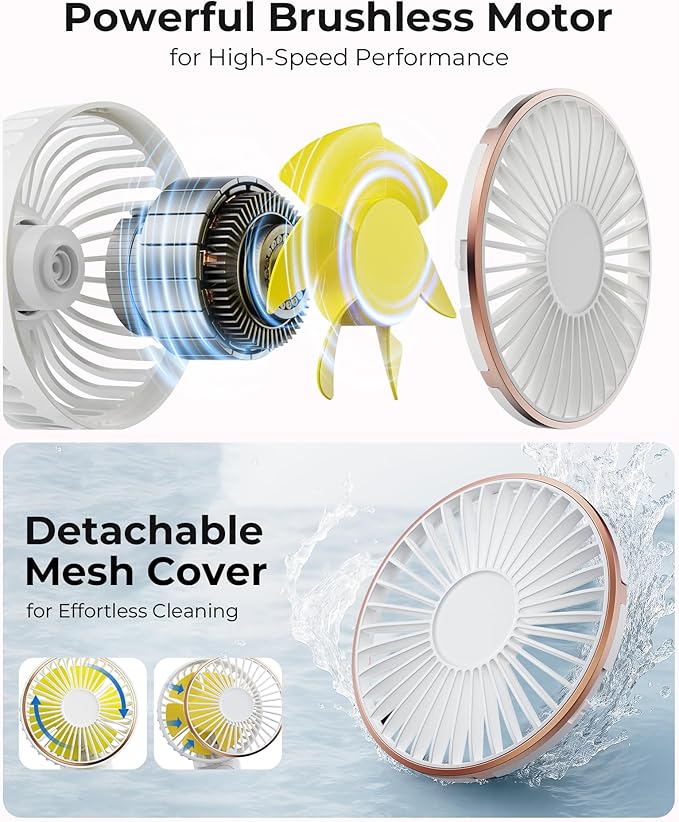 TUNISE Portable Handheld Fan, Portable Fan Rechargeable, 4000mAh, 180° Adjustable, 6 Speed Wind, Display Electricity in Real Time, USB Rechargeable Foldable F an, Quiet Personal Fan with Power Bank
