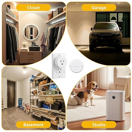 Motion Sensor Plug,Greencycle Wireless Motion Sensor Outlet with Timer Setting,PIR Sensor Plug to Auto Turn On/Off,Adjustable Detection Range,15A/1500W for Christmas Lights,Fans（1 Sensors 3 Plugs）