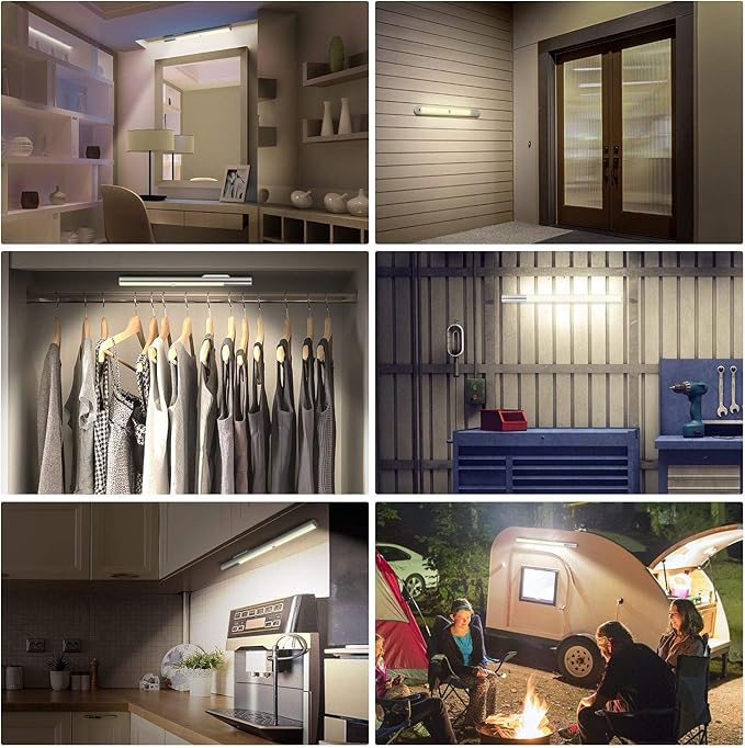 BLS 48 LED Closet Lights, Motion Sensor Light Indoor, 4500mah Build-in Large Rechargeable Battery, Wireless Under Cabinet Lighting for Kitchen/Pantry/Wardrobe/Wall, 4000K Neutral White (2 Pack)