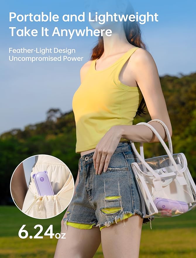 JISULIFE Handheld Fan 8 Plus: All-in-One Mini Fan with 37Hrs Cooling & 4500mAh PowerBank & Flashlight, USB Rechargeable, Portable Pocket Size for Travel, Makeup, Concert, Gifts for Women(Purple)