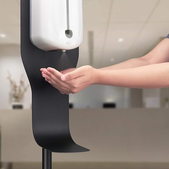 New Star Foodservice 1028928 Freestanding Floorstand for Hand Sanitizer Dispenser, Black, Square