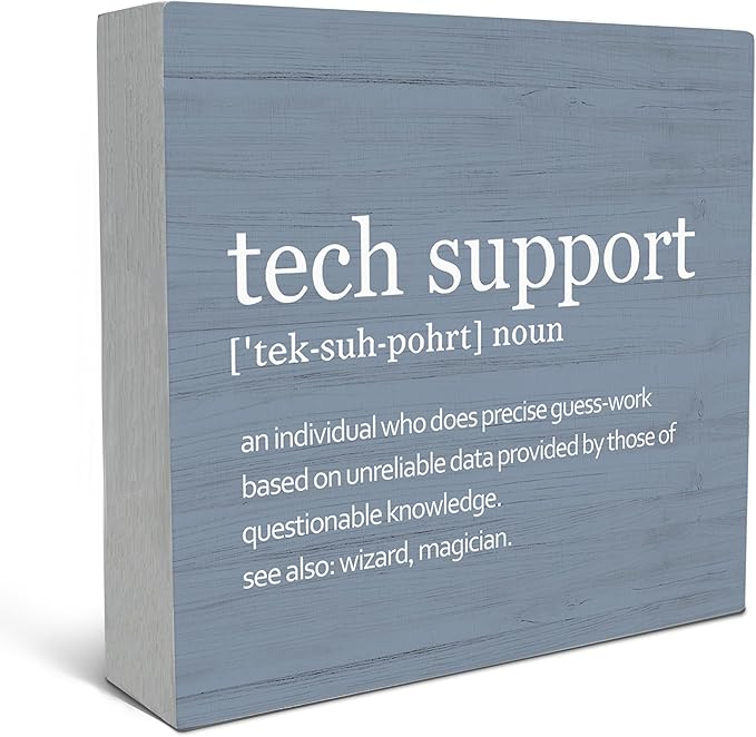 SRADMO Tech Support Office Wood Box Sign Desk Decor, Tech Support Gifts, Gifts For It Tech Guys, Desk Decorations Office, It Tech Gifts Wooden Box Sign Decoration, Tech Support Table Decor(Blue)