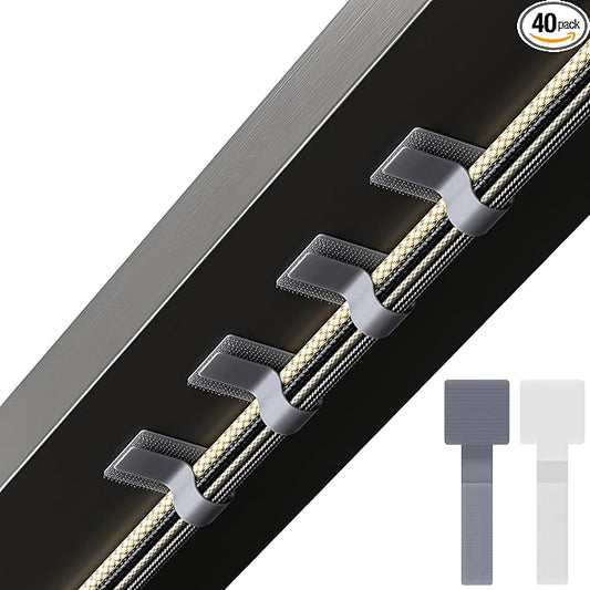 LX IntMfr. Hook and Loop Cable Ties, Self Adhesive Hook and Loop Cable Straps, Sticky-back Cord Organizer, Cable Clip, Household & Office Essentials, 40Pcs per Pack