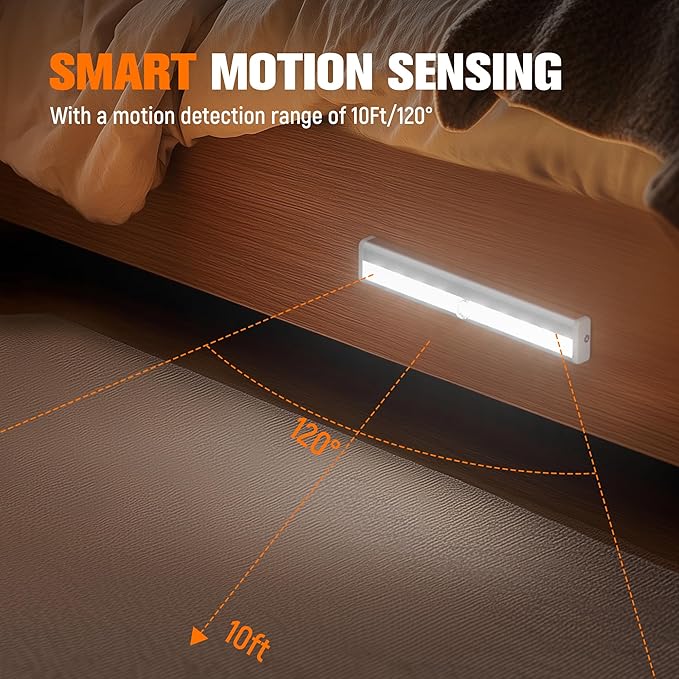 Molrebe Motion Sensor LED Lights, 6 Pack Battery Operated 10 LED Motion Closet Light, Stick-On Anywhere Magnetic Night Light Bar for Closet Under Cabinet Kitchen Hallway Stairway Vanity Wardrobe
