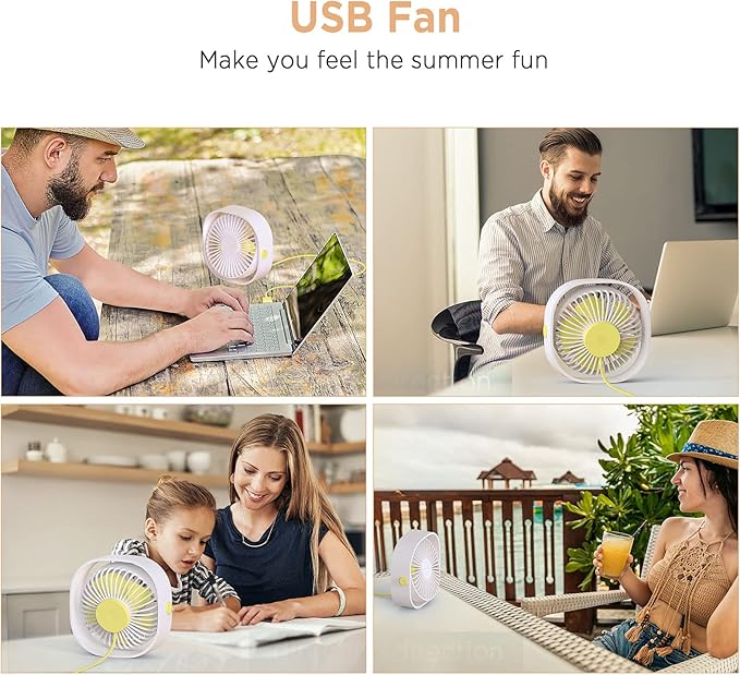 EasyAcc USB Small Desk Fan, Slumber Pod Fan [360°Rotatable Head &Powerful ] 3 Speeds Portable Personal Table Travel Fan for Sleeping Desk Cruise Ship Dorm Bedroom Office Office (No Battery)
