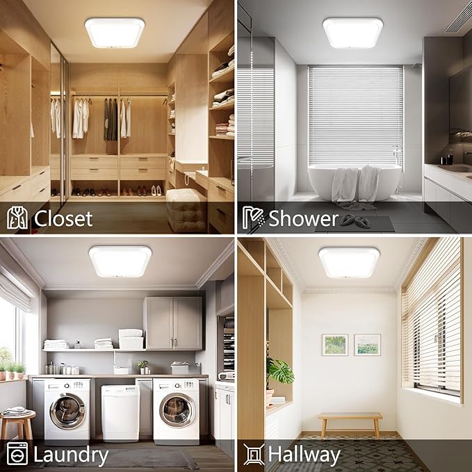 Rechargeable Motion Sensor Closet Light with Remote, Wireless Battery Operated Ceiling Light Magnetic Mount, Rechargeable LED Shower Light No Wiring for Indoor, Shower, Stairs, Shed, Hallway, Porch