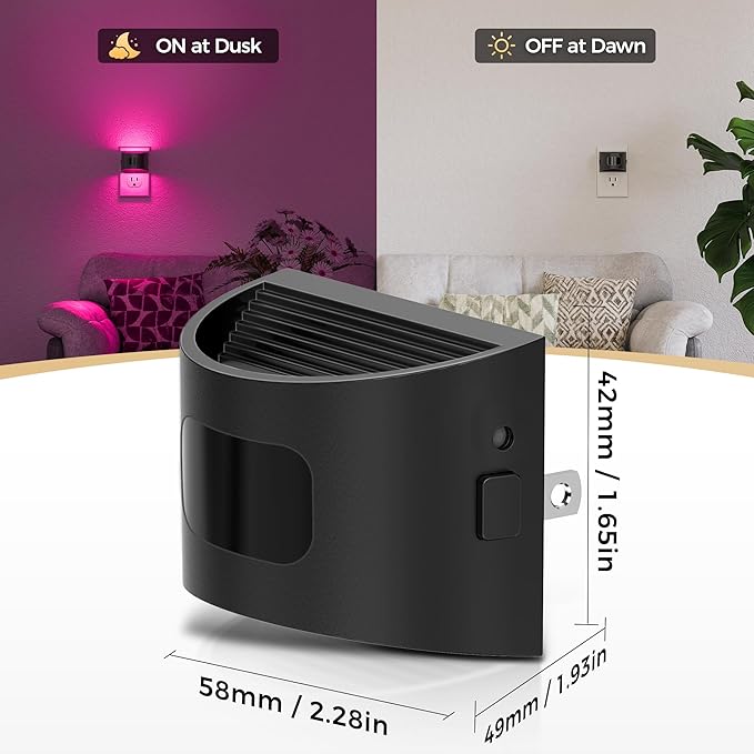 DORESshop LED Night Light[2 Pack], Night Lights Plug into Wall, 8-Color RGB LED Nightlight with Motion Sensor, Dusk to Dawn Sensor, Nightlights for Adults, Bedroom, Bathroom, Hallway