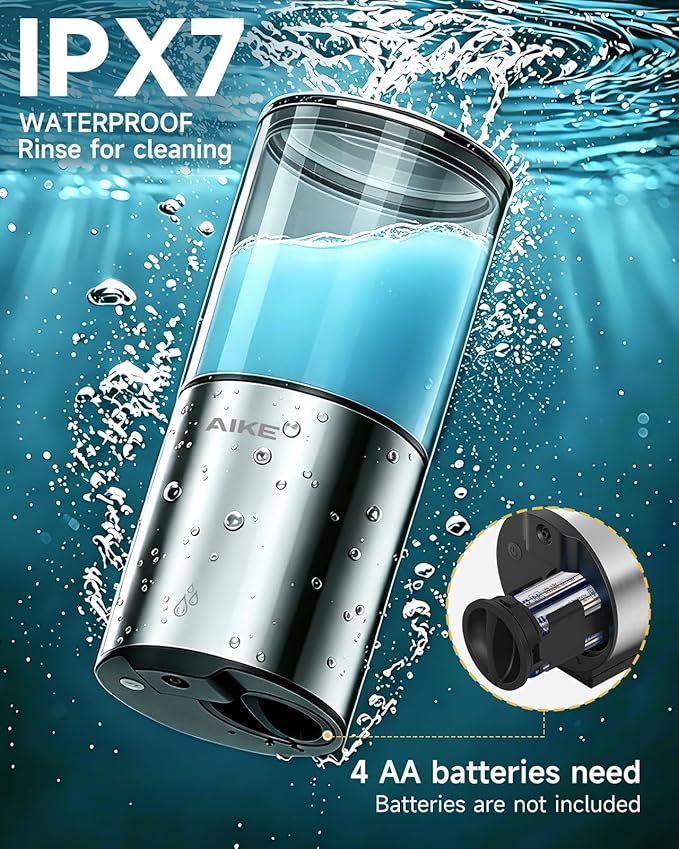 AIKE Automatic Wall Mount Liquid Soap Dispenser for Home and Commercial Bathroom 13.5oz IPX7 Waterproof,Polished Stainless Steel