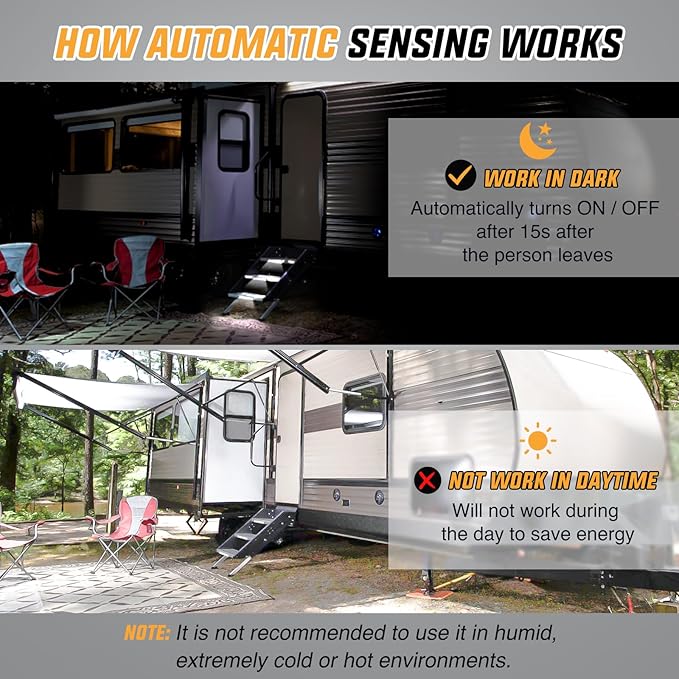 Nilight RV Step Lights 2PCS Motion Sensor Activated LED Bar RV Exterior Lights Battery Operated Wireless Magnetic Stick Strip Lighting for Motorhome Travel Trailers Camper Under Cabinet Step Tent
