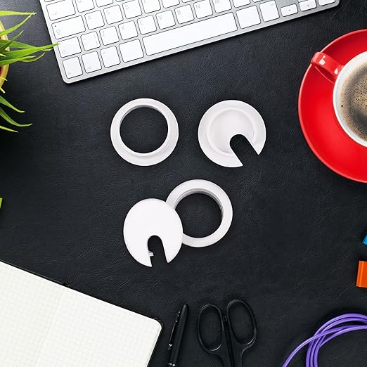 4 Packs Desk Grommet, 1-3/8 Inch 35 mm Plastic Desk Cord Cable Hole Cover Grommet for Computer Table Wire Organizer for Home and Office PC Desktop Management