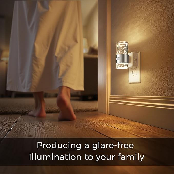 L LOHAS LED Motion Sensor Night Light,Dimmable Night Lights Plug into Wall, 2 Pack 3000K Night-Lights with 0-100 LM Adjustable, Acrylic Bubble Plug in Nightlight for Bathroom Hallway Nursery
