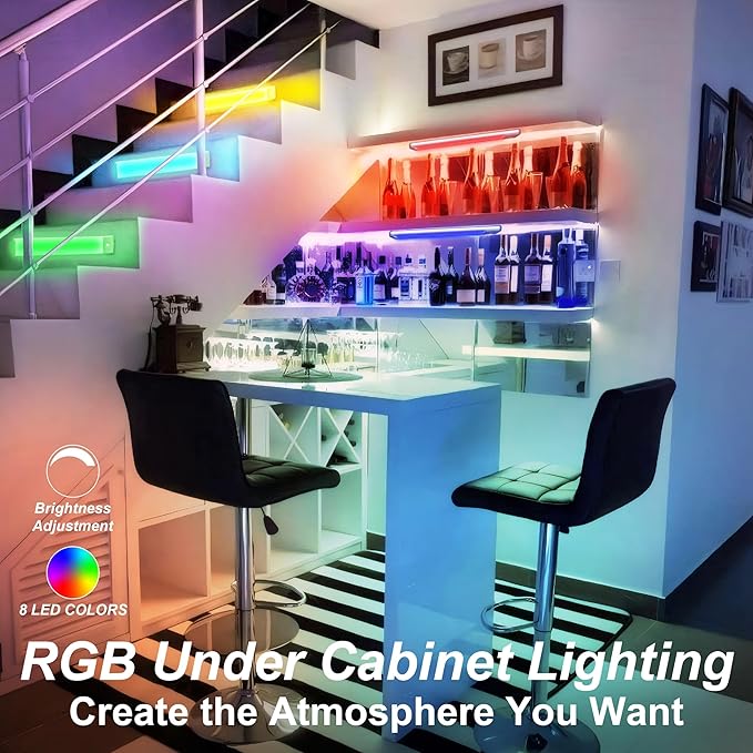 LEPOTEC RGB Under Cabinet Lighting,Motion Sensor Light Indoor with Adjustable 8 Colors and Brightness,LED RGB Lights Magnetic for Motion Sensor Light Bar with Usb Charging,Colors Home Ambient Lighting