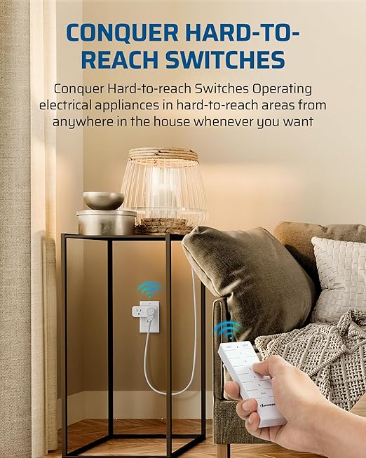 DEWENWILS Remote Control Outlet, Indoor Remote Outlet 2 Pack with 4 Independent Control & 1 All Control, Remote Outlet Switch for Lamp, Fan, Vacs, Light, 100FT Range, 15A/1875W