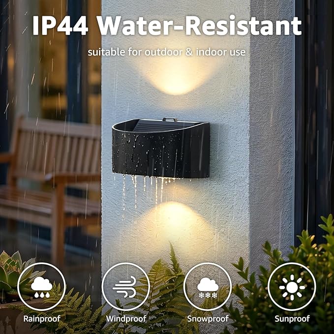 uuffoo Motion Sensor LED Outdoor Wall Lights Rechargeable Waterproof, Up and Down Wall Sconces Dusk to Dawn Metal No Drill No Wiring Magnetic Exterior for Garage Patio Walkway Porch (2PCS Round)