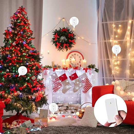 GreenCyle 4 Plug-in Light Switches with 1 Remote, Wireless Remote Control Light Bulb with Wall Switch, 15A/1500W, TUV List, No Wiring, 500ft RF Range, for Lamps, Household