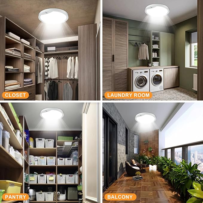 2-Pack Motion Sensor Ceiling Lights Hard-Wired, 9Inch Indoor Motion Activated LED Ceiling Light Fixtures with 3 Modes, Flush Mount Lights for Closet Stairwell Hallway, NOT Battery Operated, 5000K