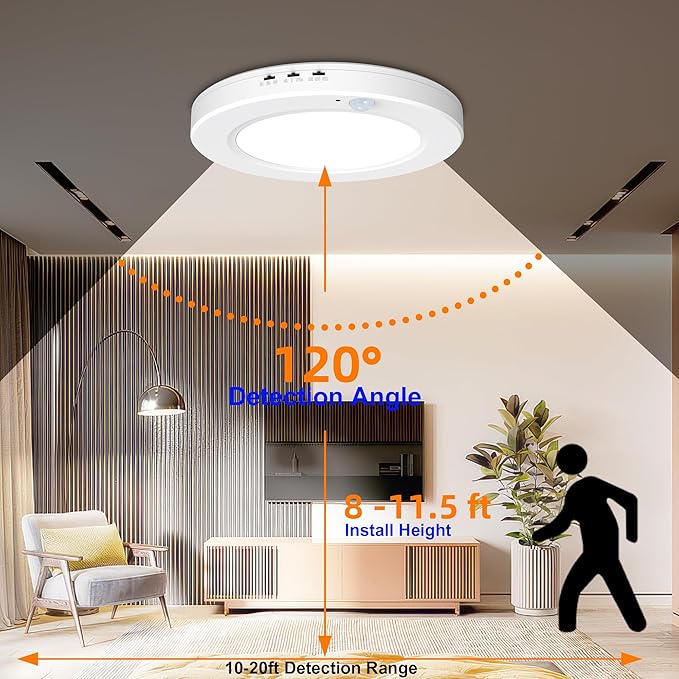 4-Pack Motion Sensor Ceiling Light Wired, 7.5 Inch 3000K 4000K 6000K Selectable LED Flush Mount Light Fixture, 15W Motion Activated Light with Timer for Hallway Stair Walk-in Closet