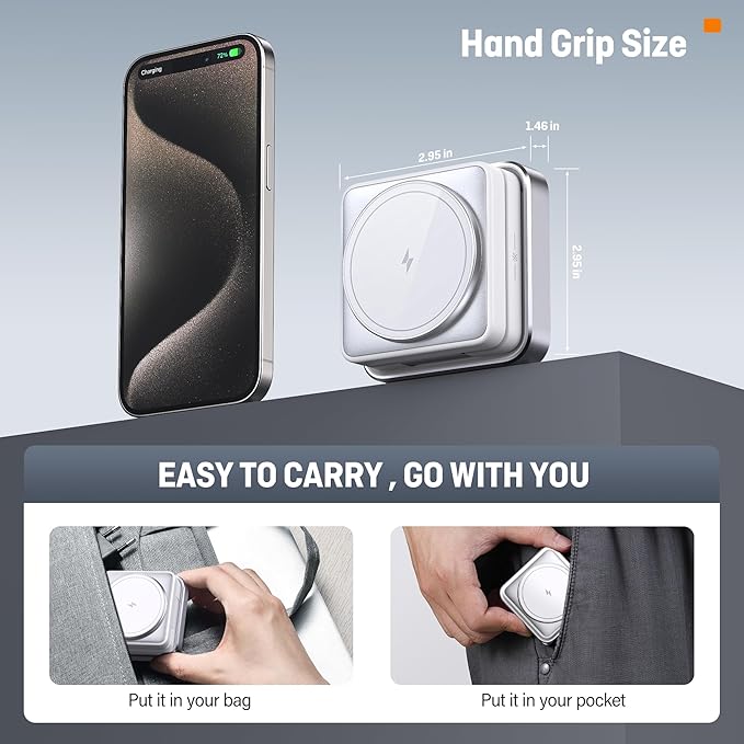 【2026 Upgraded】Wireless Charger 3 in 1, Foldable Wireless Charging Station with Light for Apple Magnetic Charger, Travel Magnetic Charger for iPhone 17/16/15/14/13/12 Apple Watch AirPods (20W Adapter)